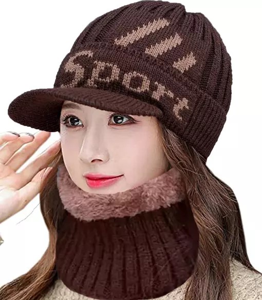 This stylish Women's Hat and Neck warmer is perfect for women this winter. Soft feel Textured Knit Beanie Hat and Neck warmer makes every outfit complete.